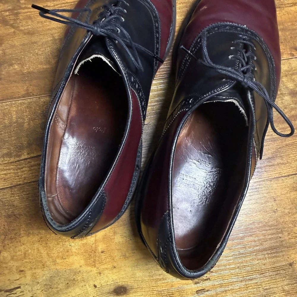 Allen Edmonds Polo 8271 Burgundy Black Leather Wingtip Oxford Mens 11 D